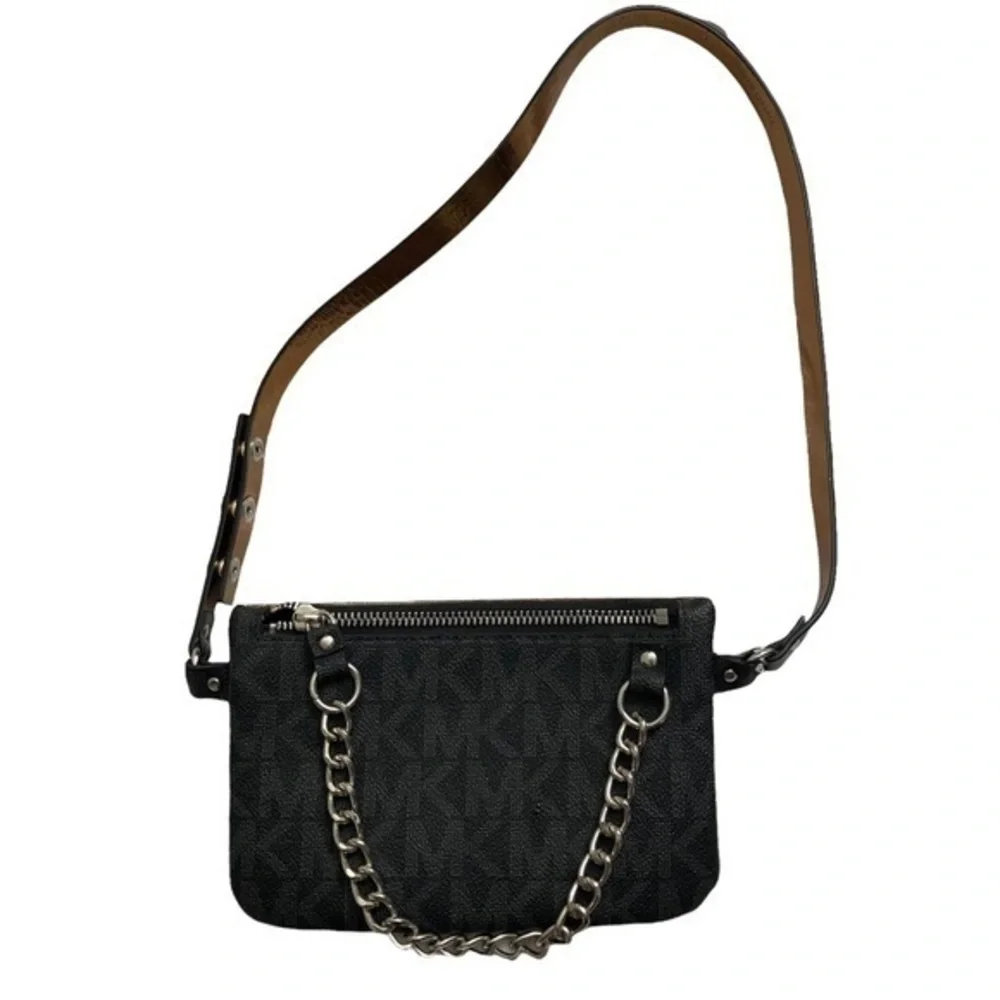 Michael Kors belt bag signature mk gray black L